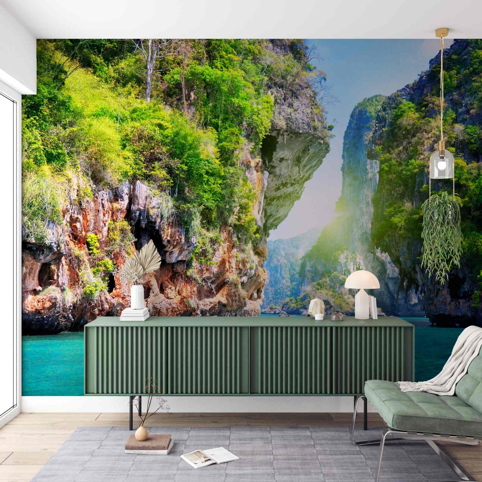 Fotobehang groene thaise drijvende eilanden