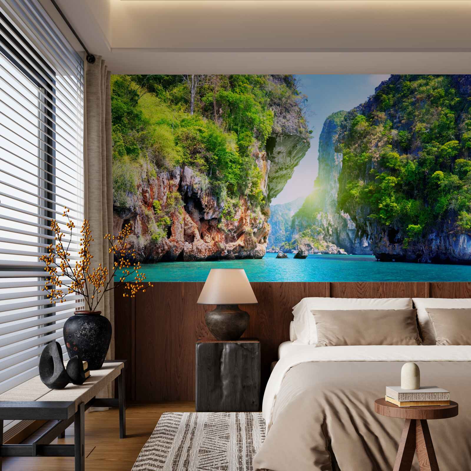 Fotobehang groene thaise drijvende eilanden