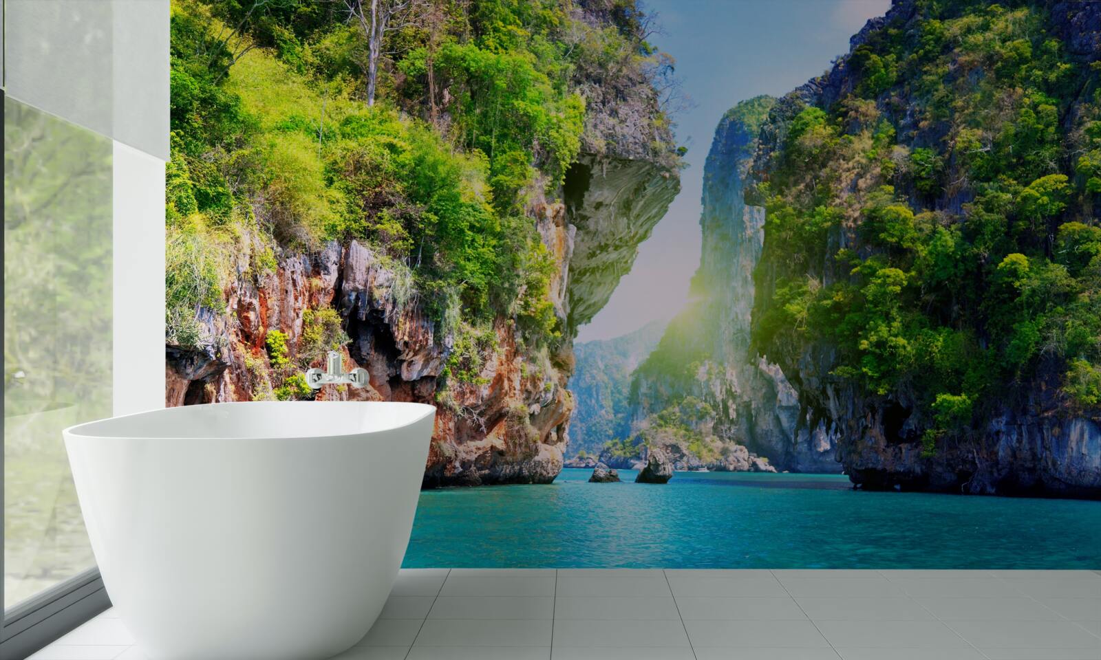 Fotobehang groene thaise drijvende eilanden