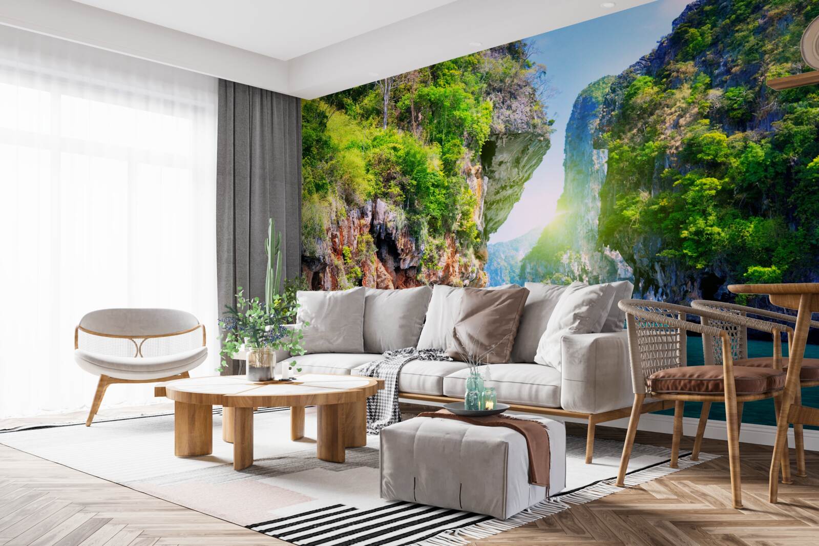 Fotobehang groene thaise drijvende eilanden