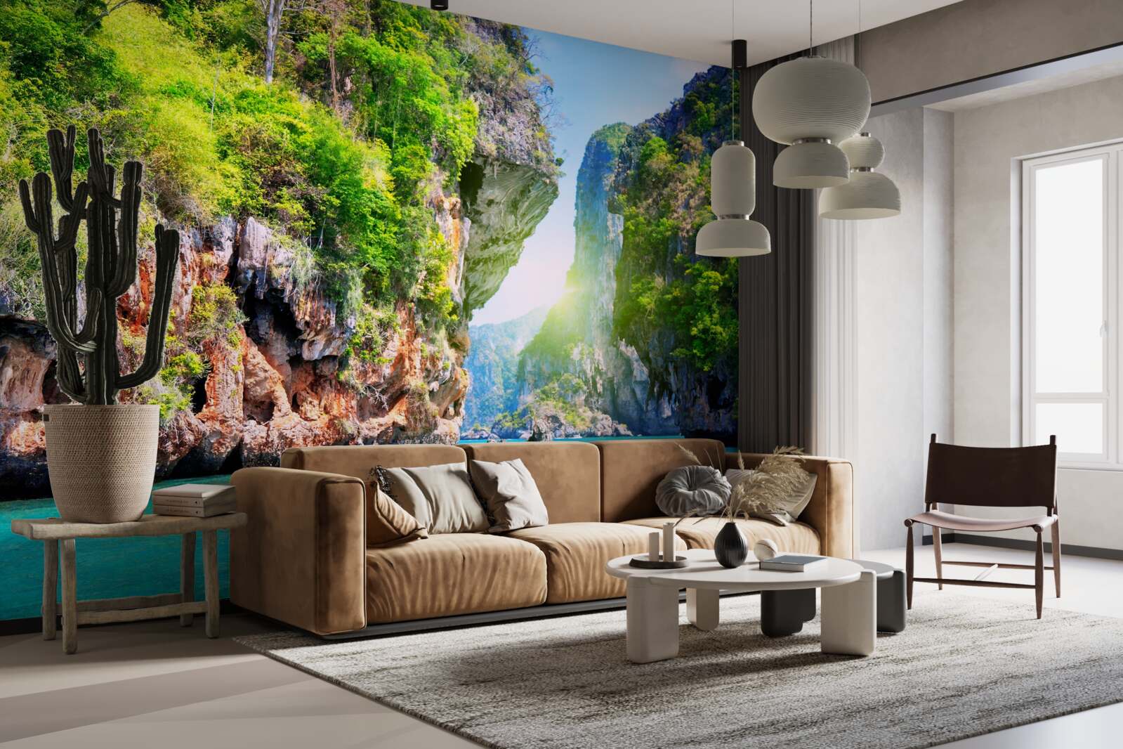 Fotobehang groene thaise drijvende eilanden