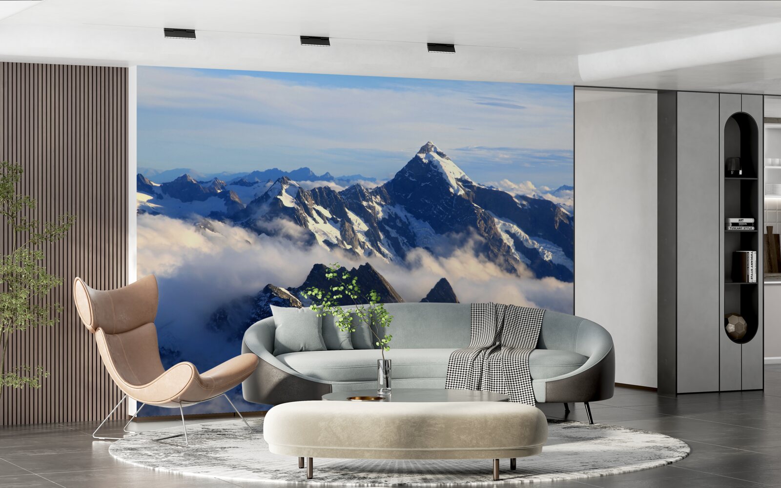 Fotobehang koele mist hoog in de bergen