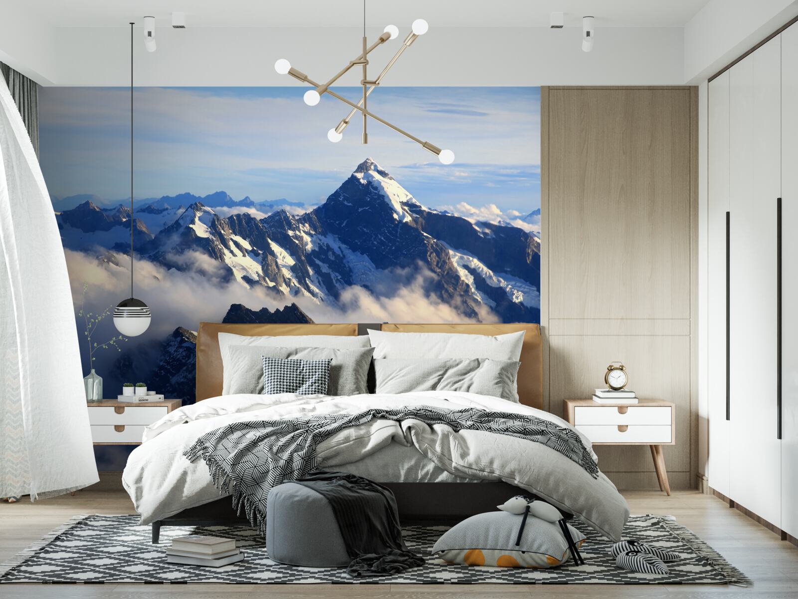 Fotobehang koele mist hoog in de bergen