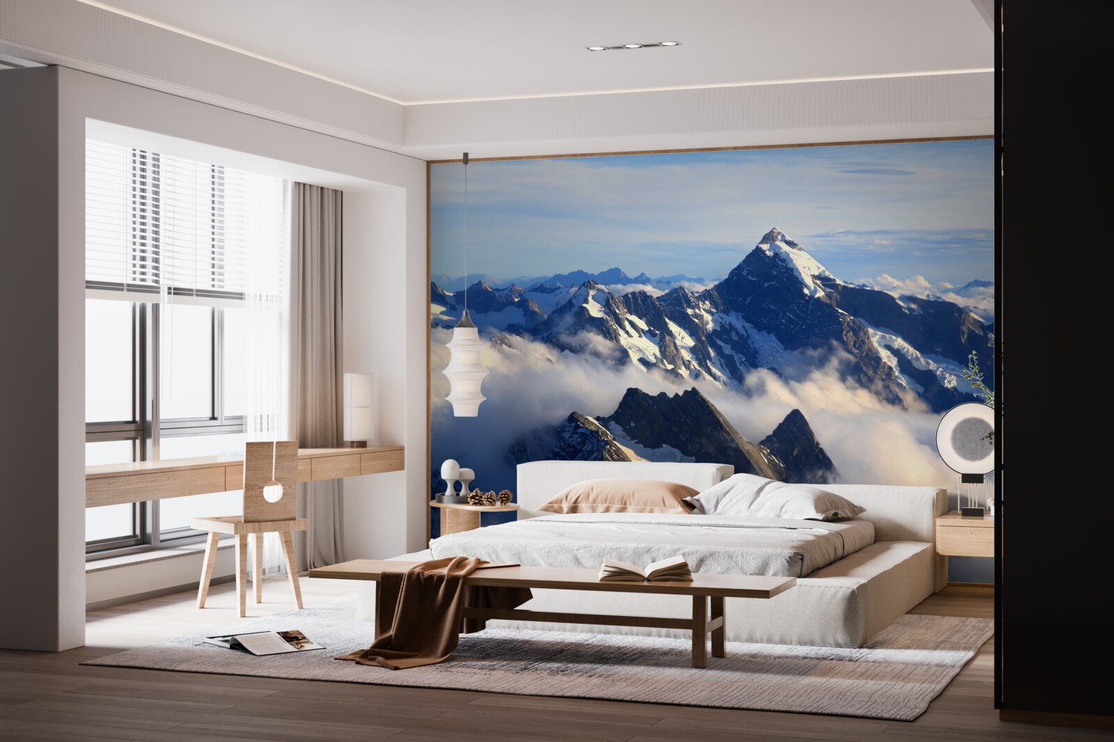 Fotobehang koele mist hoog in de bergen