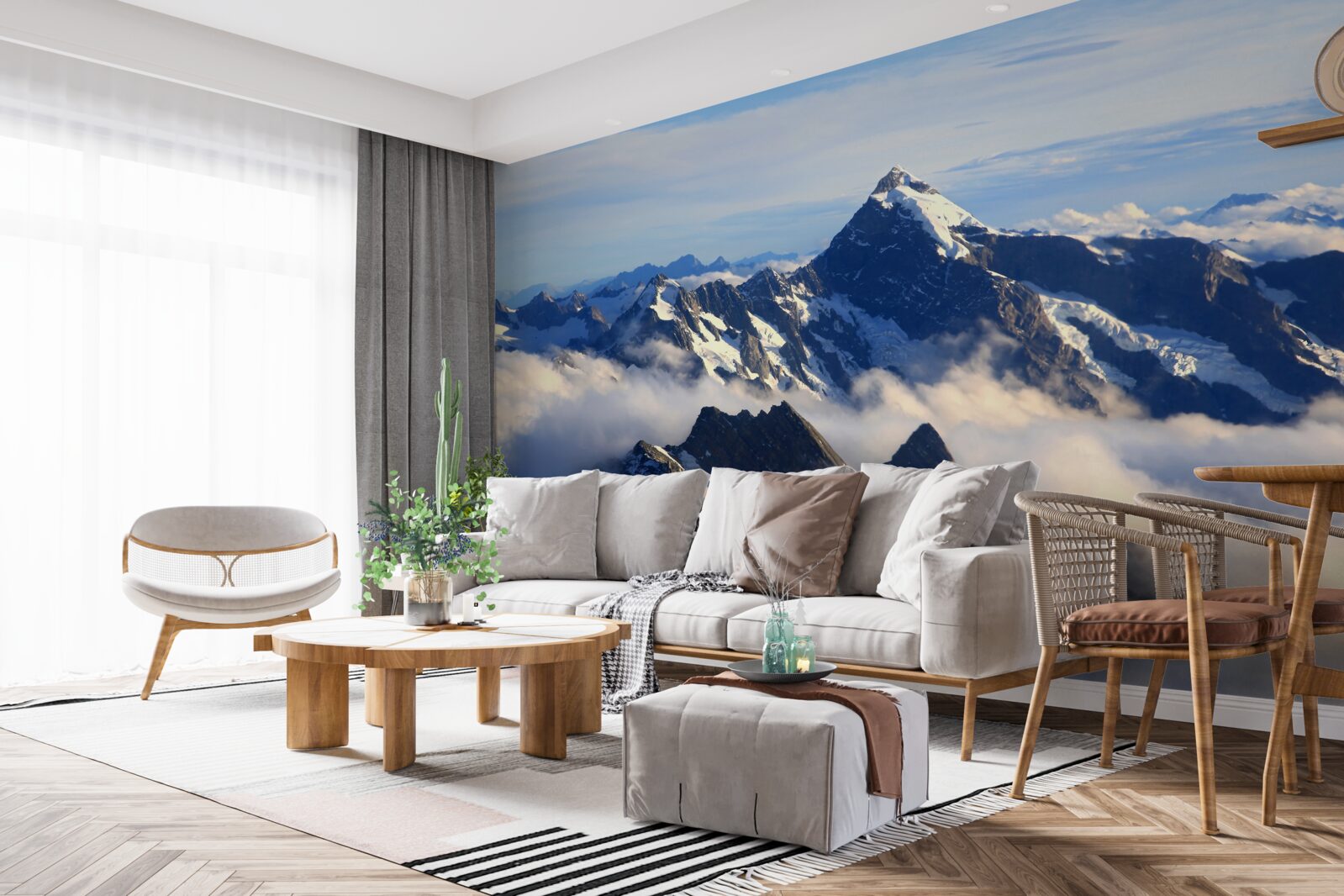 Fotobehang koele mist hoog in de bergen