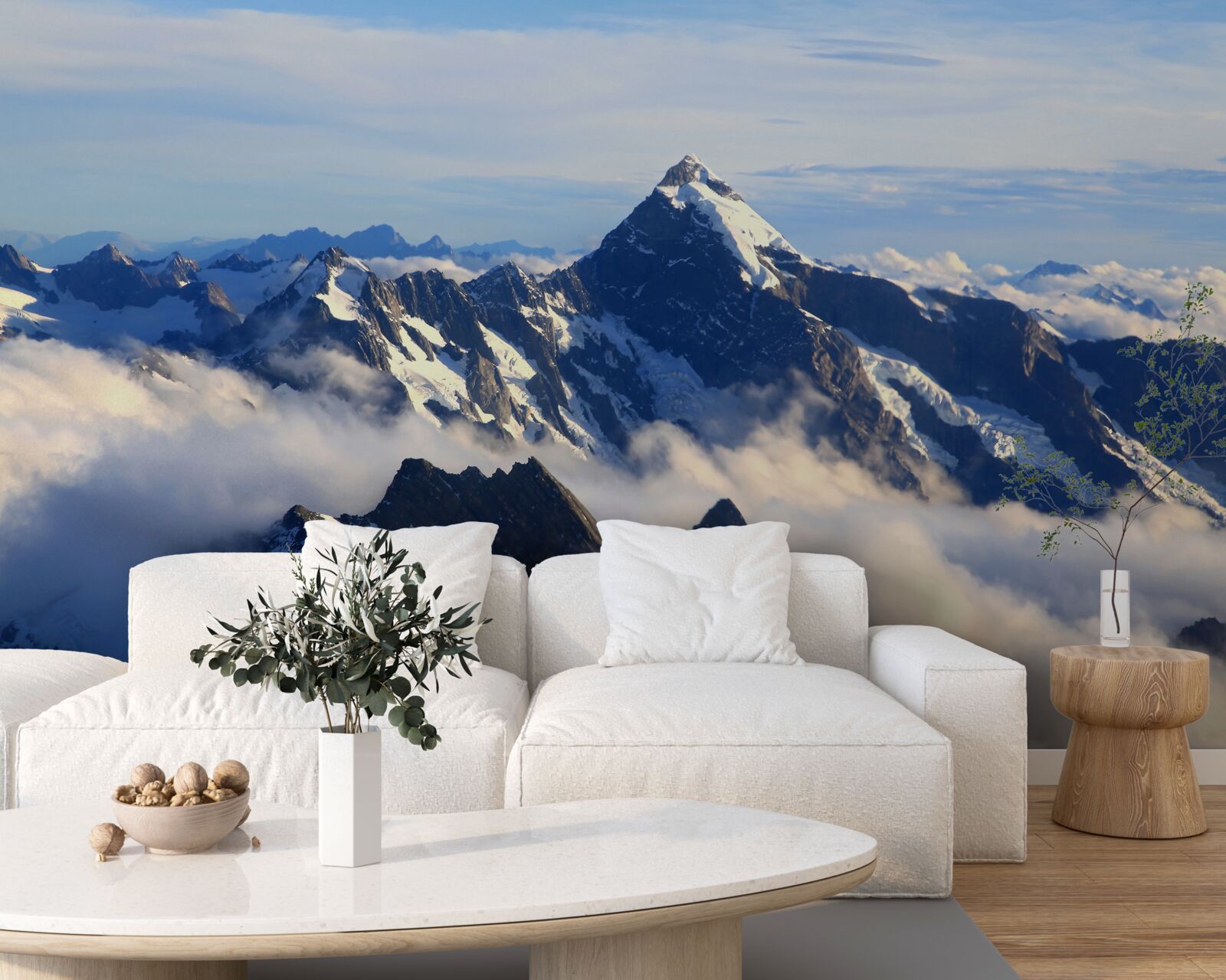 Fotobehang koele mist hoog in de bergen