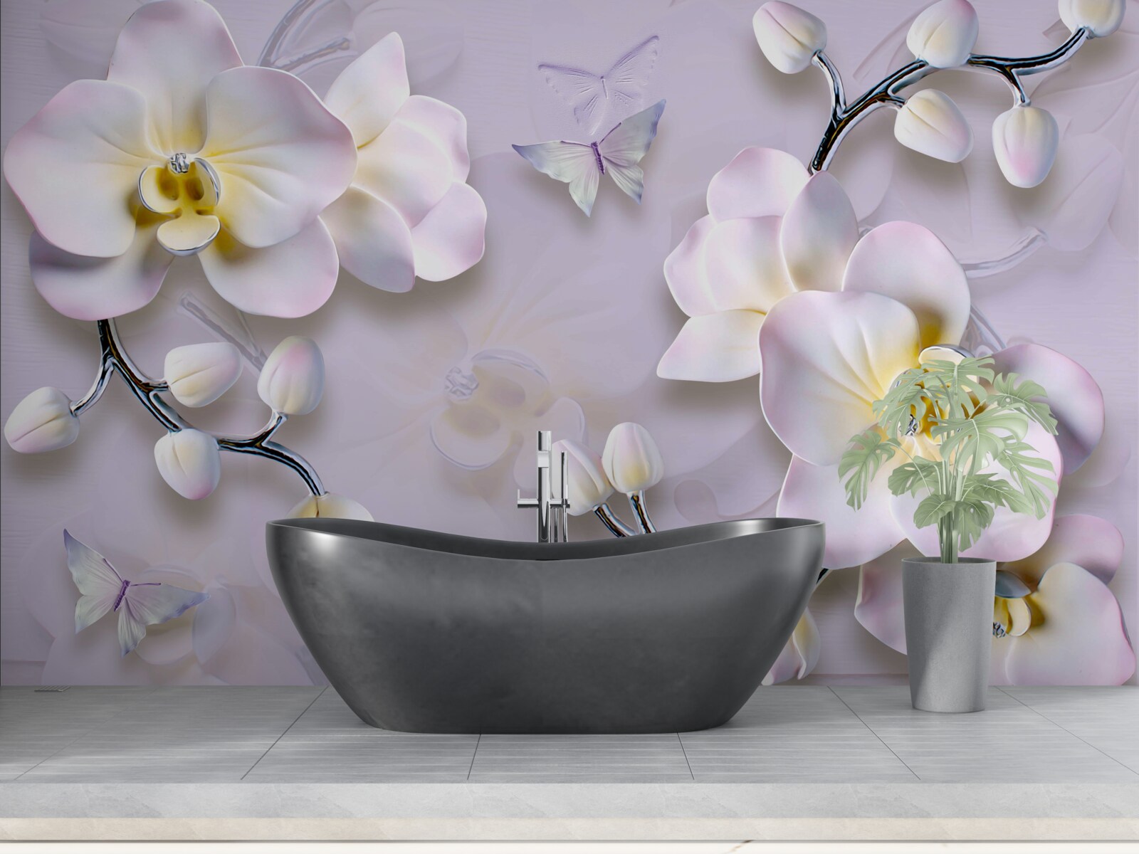 Fotobehang sneeuwwitte bloemen bloeien aan de takken