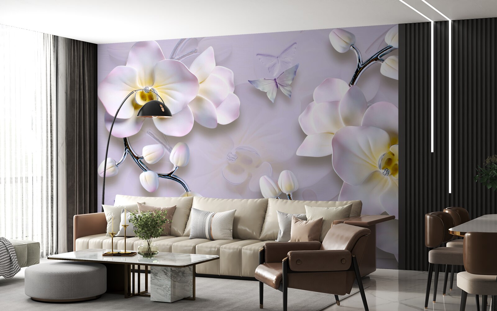 Fotobehang sneeuwwitte bloemen bloeien aan de takken