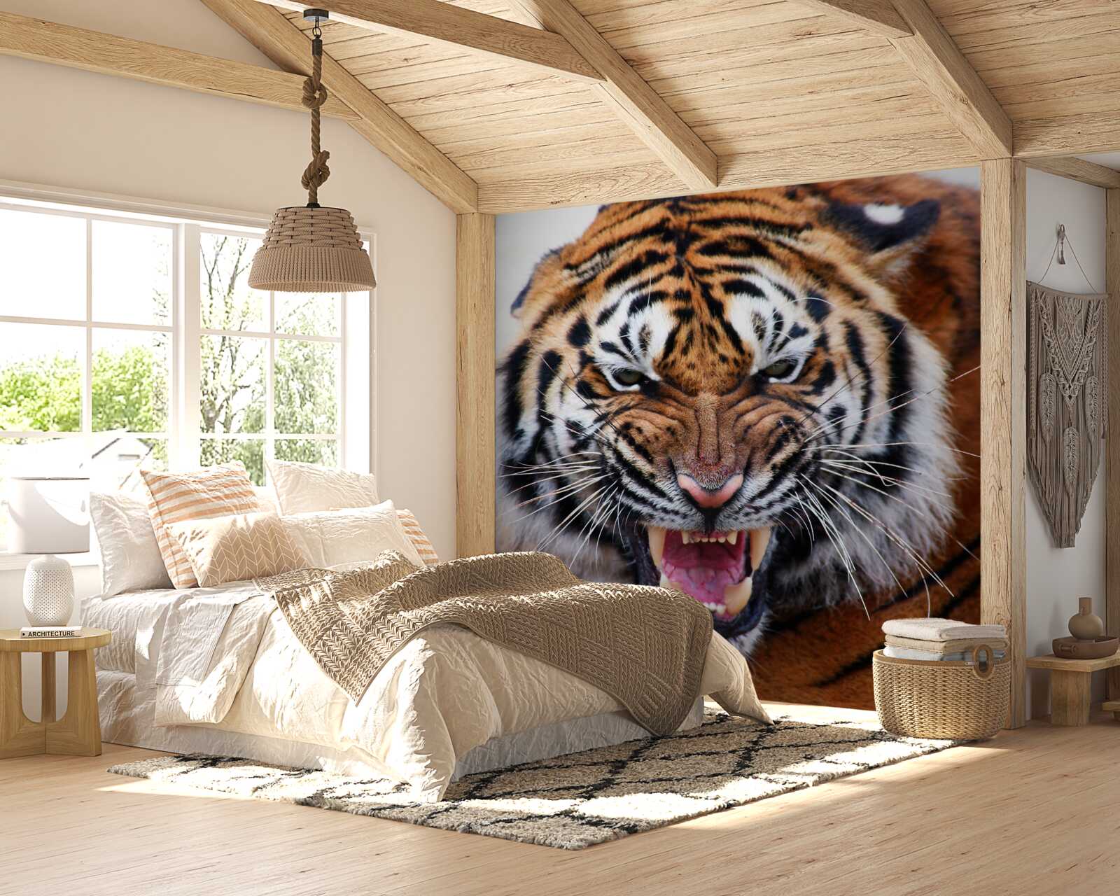 Fotobehang boze volwassen tijger brult
