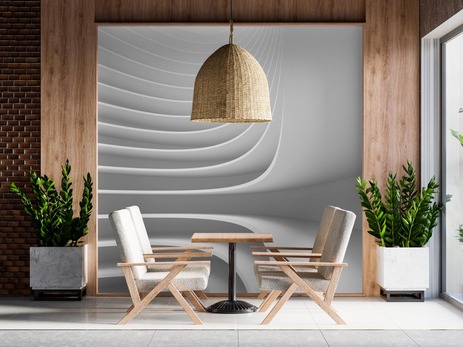 Fotobehang vloeiende horizontale lijnen met geometrisch patroon