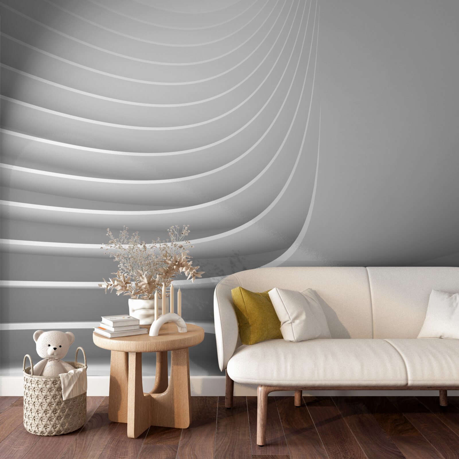 Fotobehang vloeiende horizontale lijnen met geometrisch patroon