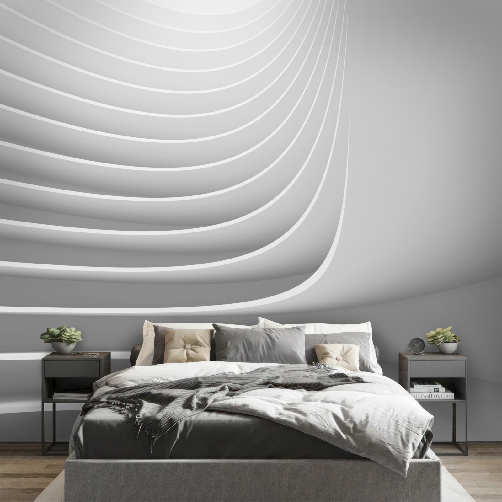 Fotobehang vloeiende horizontale lijnen met geometrisch patroon