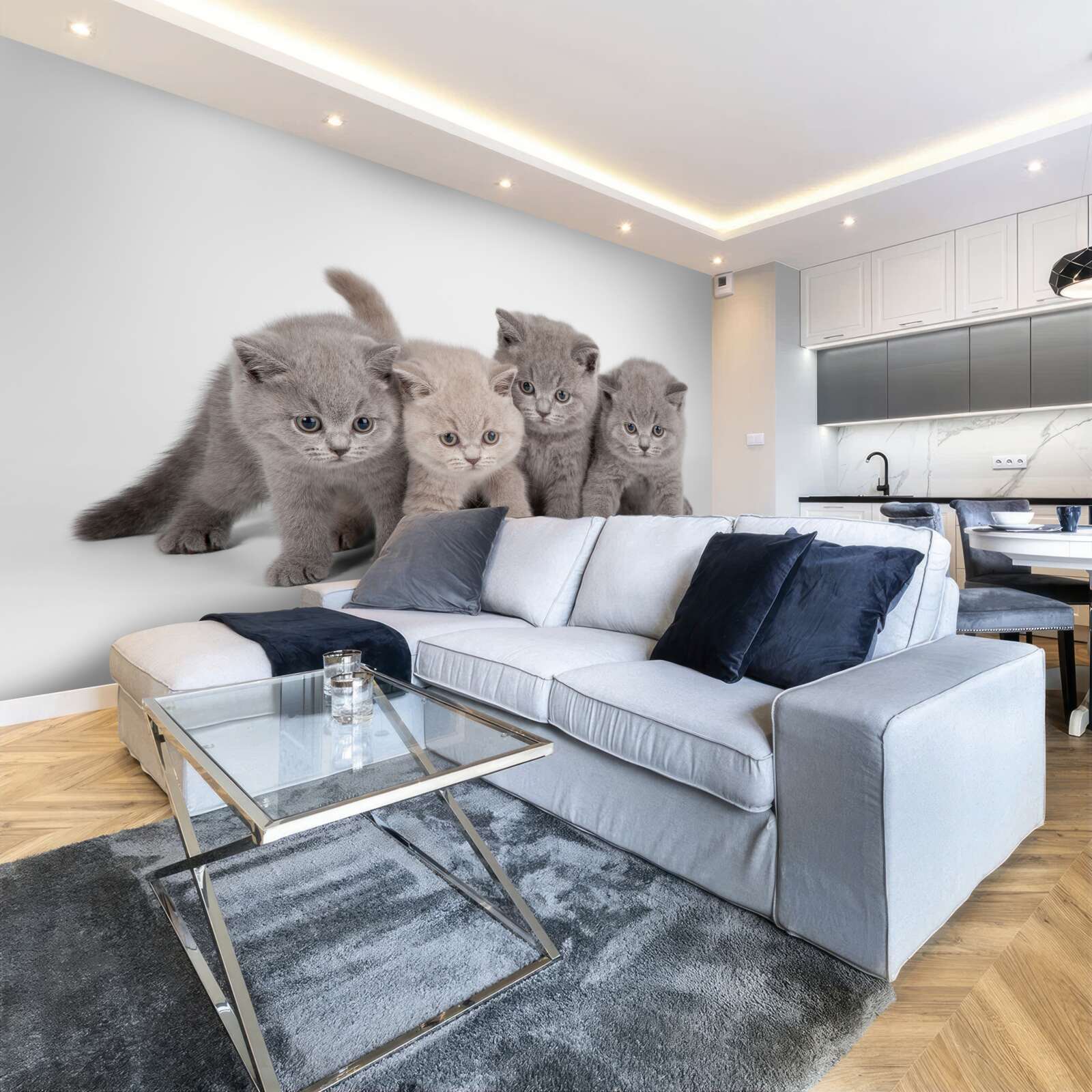 Fotobehang vier kleine schattige kittens