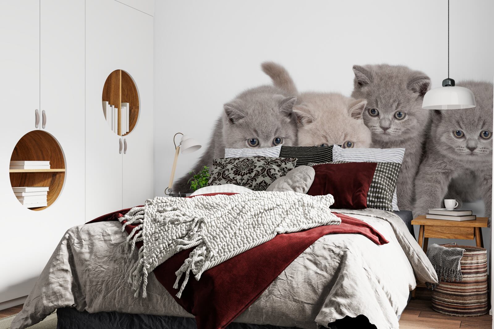 Fotobehang vier kleine schattige kittens