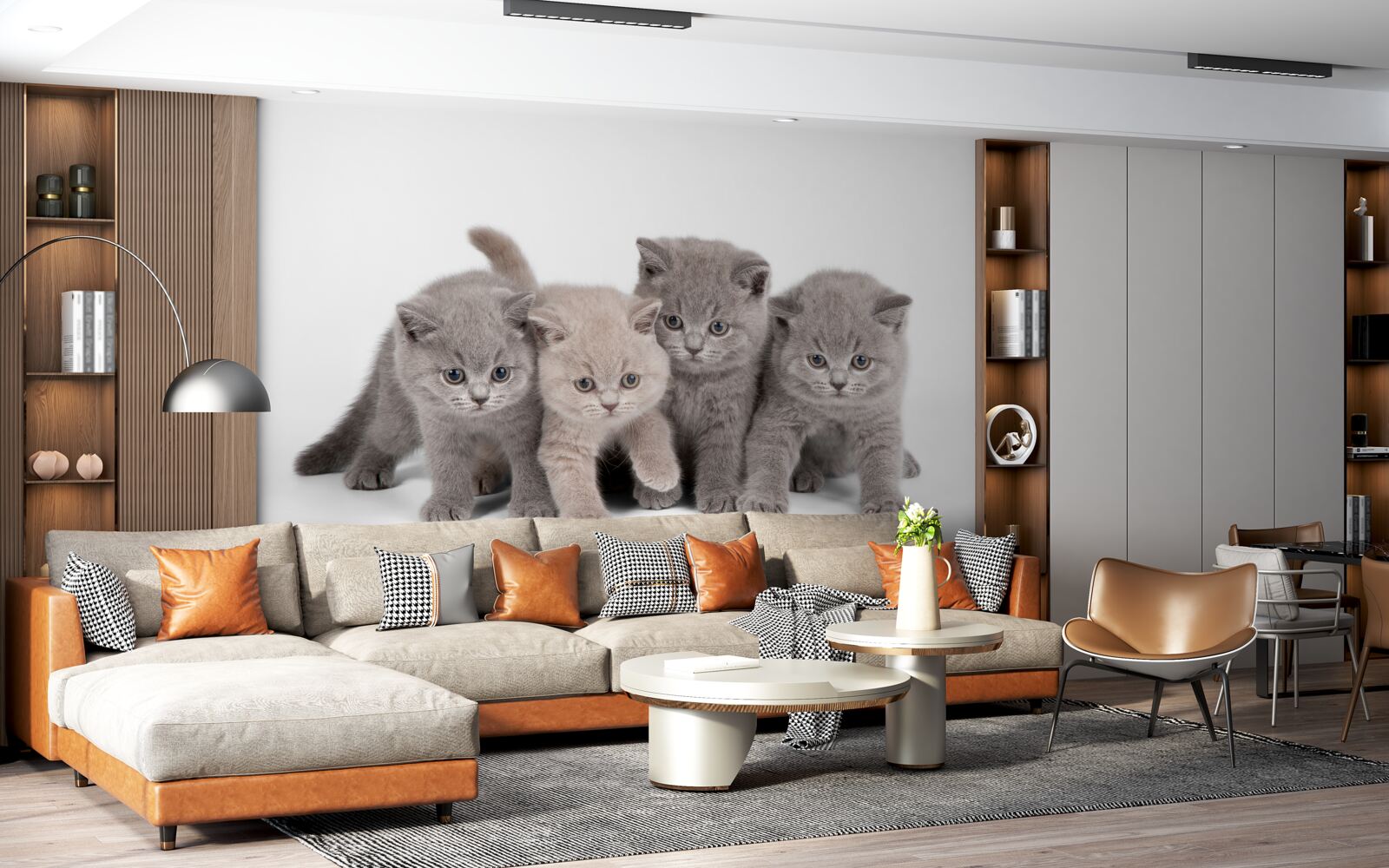 Fotobehang vier kleine schattige kittens