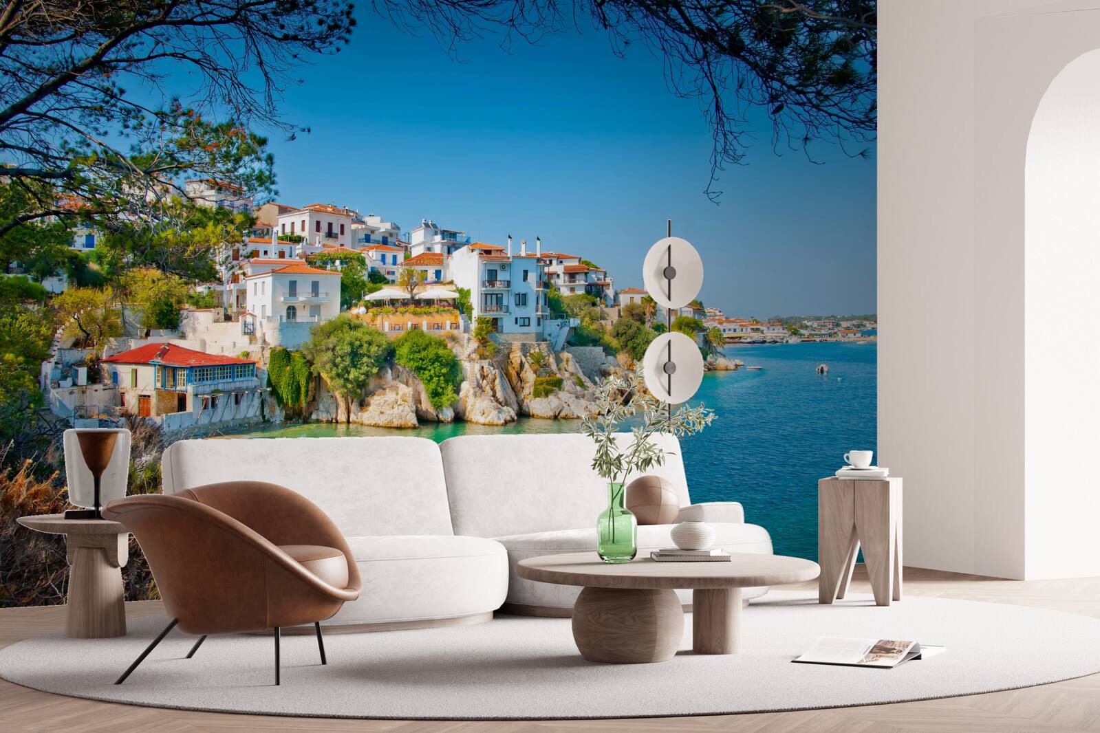 Fotobehang een rustige haven bij een Griekse nederzetting