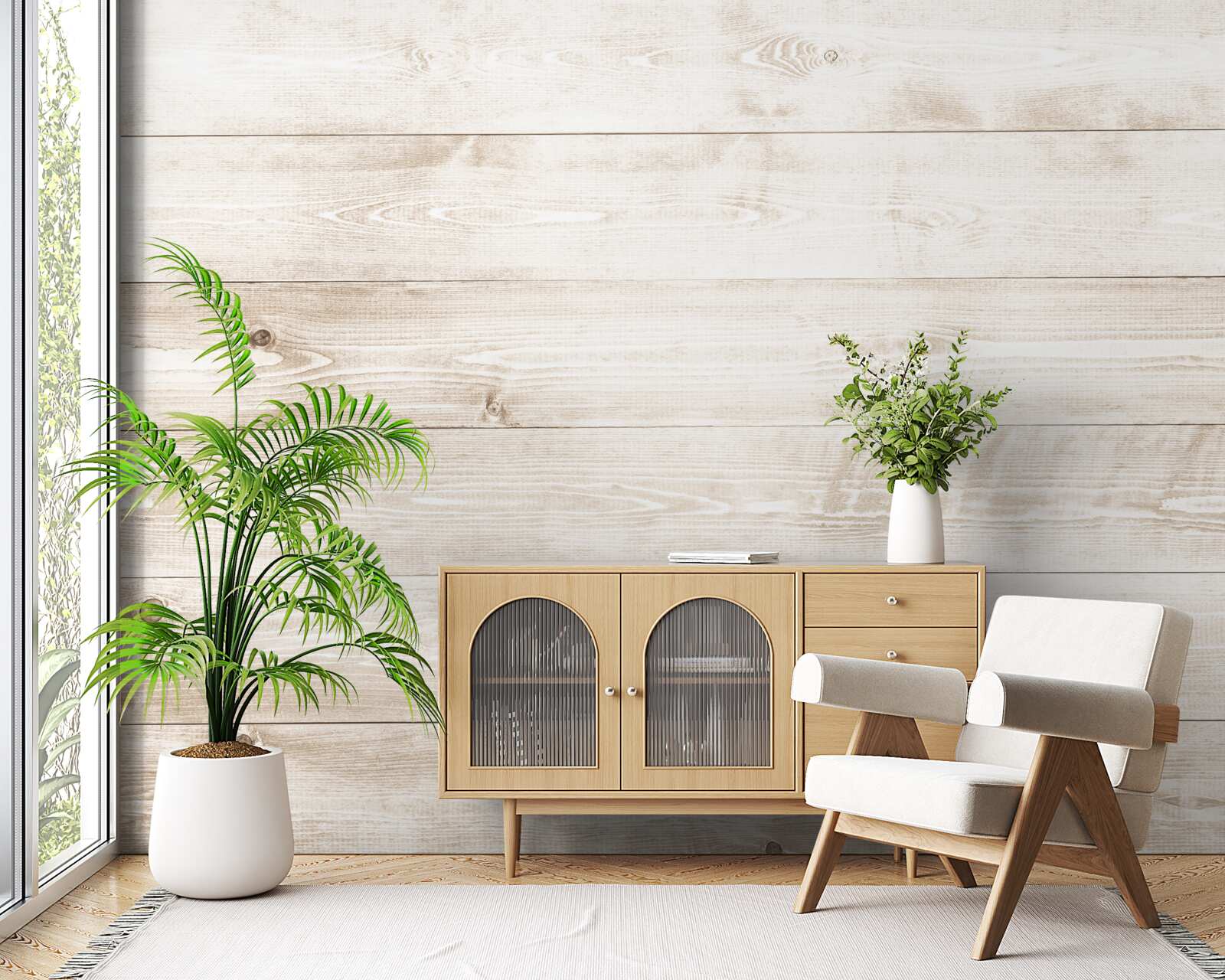 Fotobehang licht karton met tekst in horizontale richting