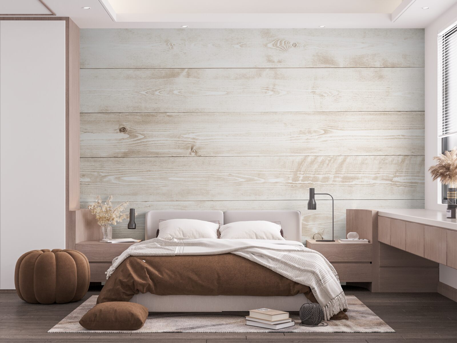 Fotobehang licht karton met tekst in horizontale richting