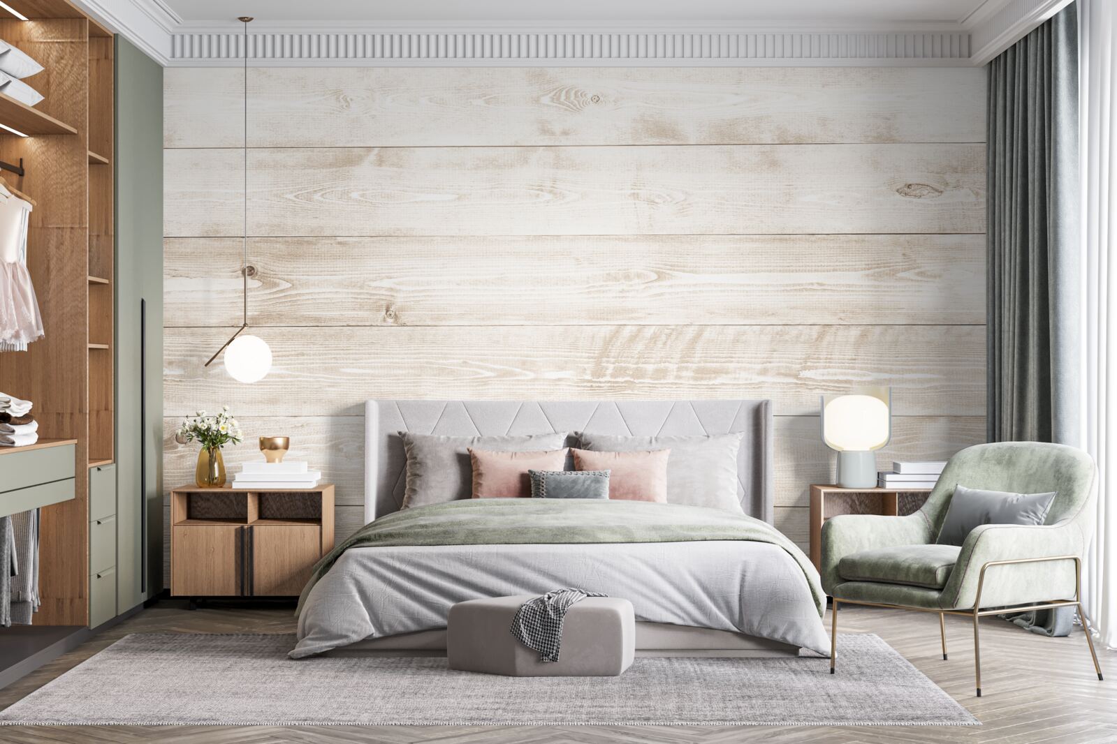 Fotobehang licht karton met tekst in horizontale richting