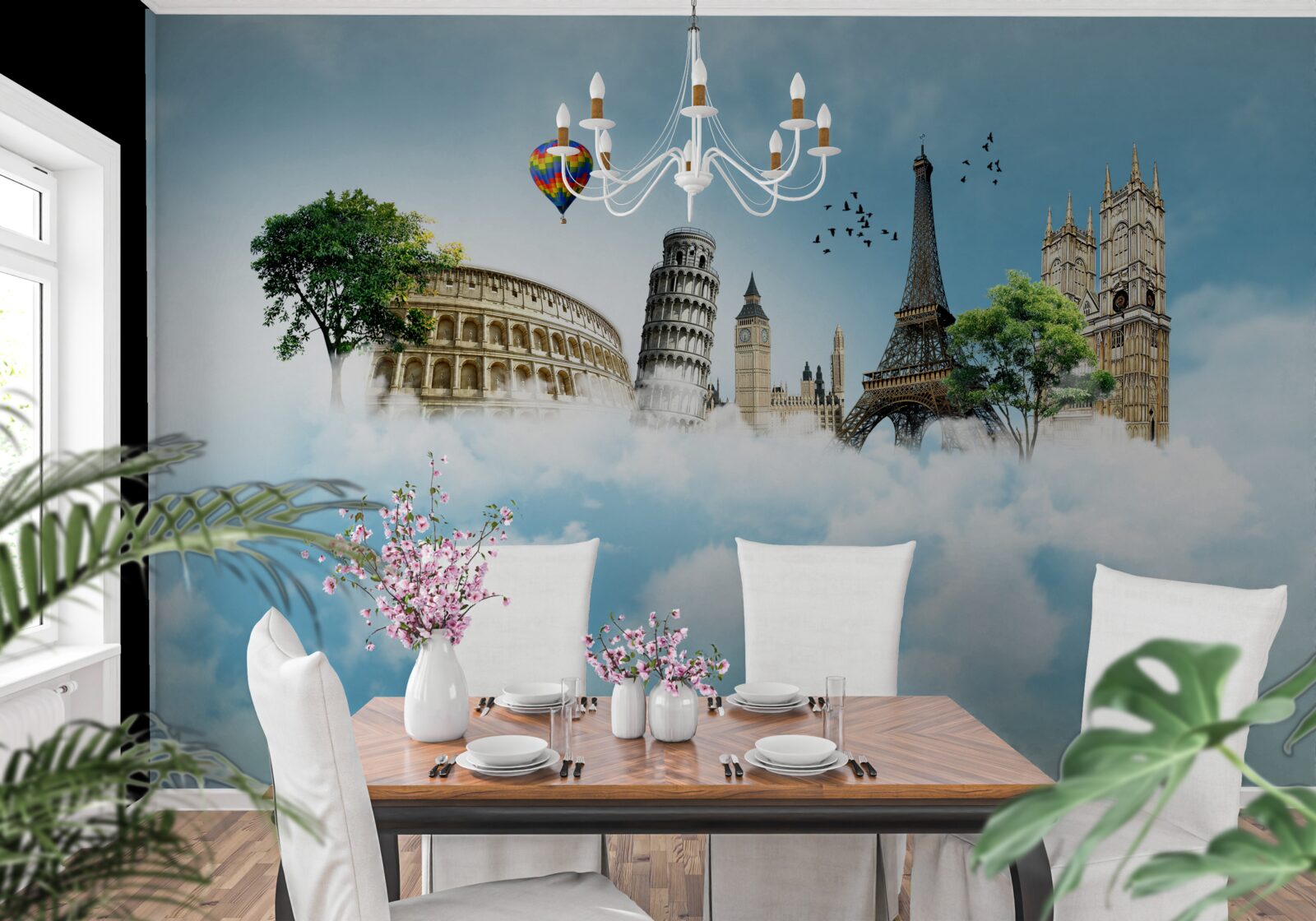 Fotobehang monumenten van europese steden in de lucht