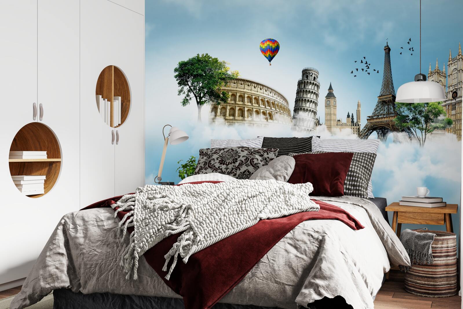 Fotobehang monumenten van europese steden in de lucht