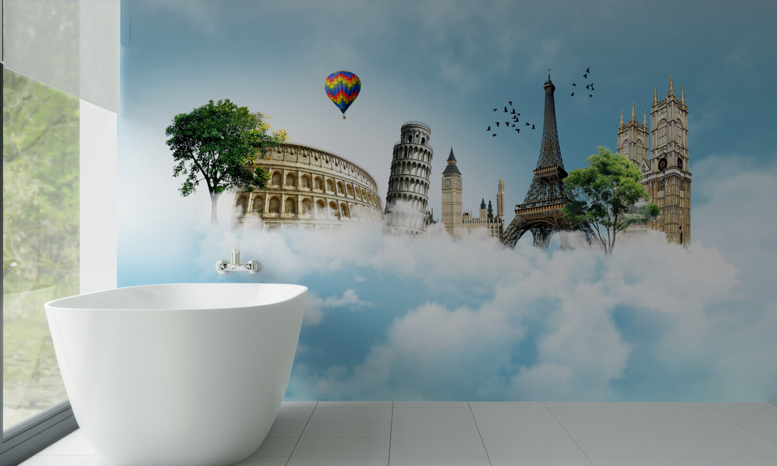 Fotobehang monumenten van europese steden in de lucht
