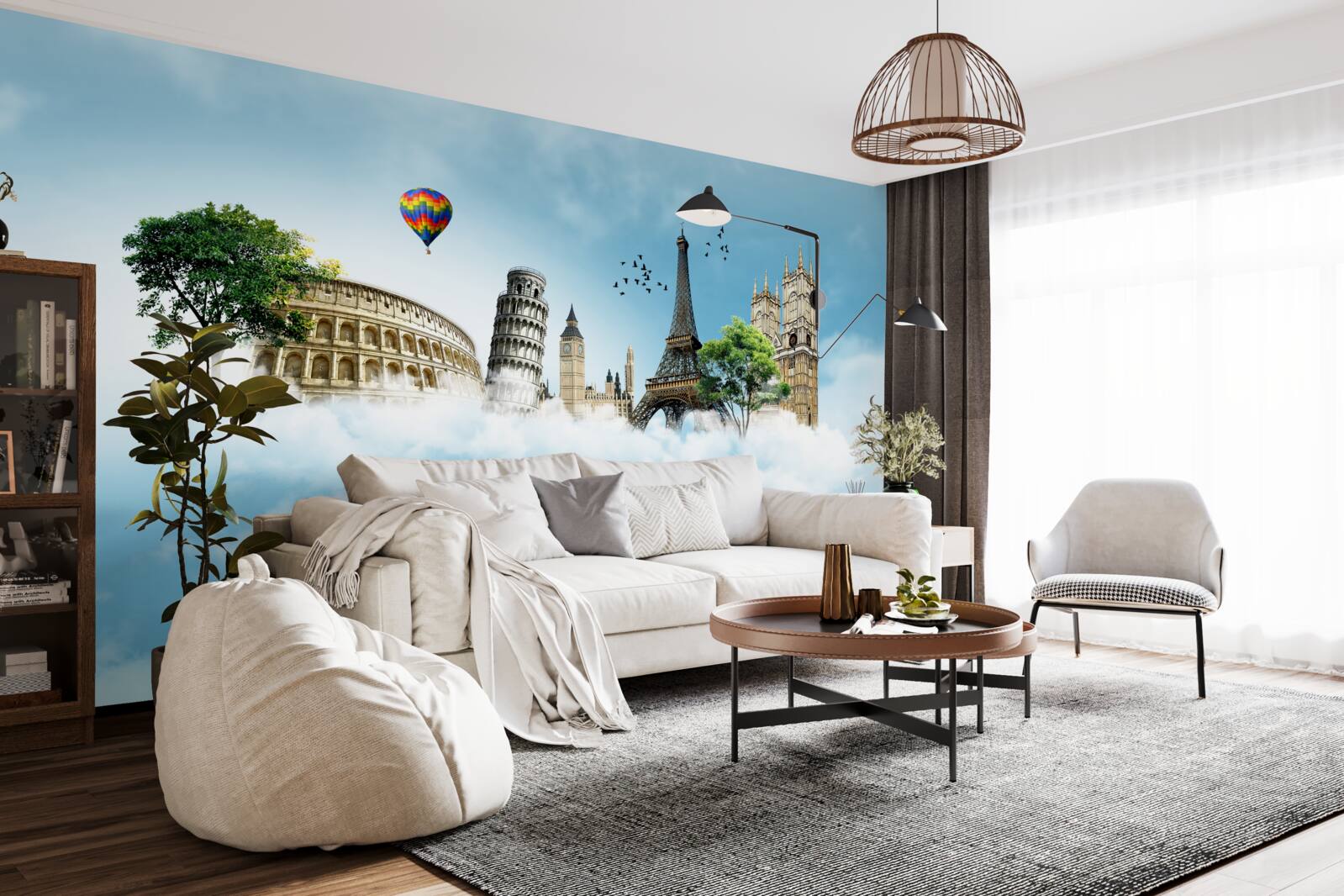 Fotobehang monumenten van europese steden in de lucht