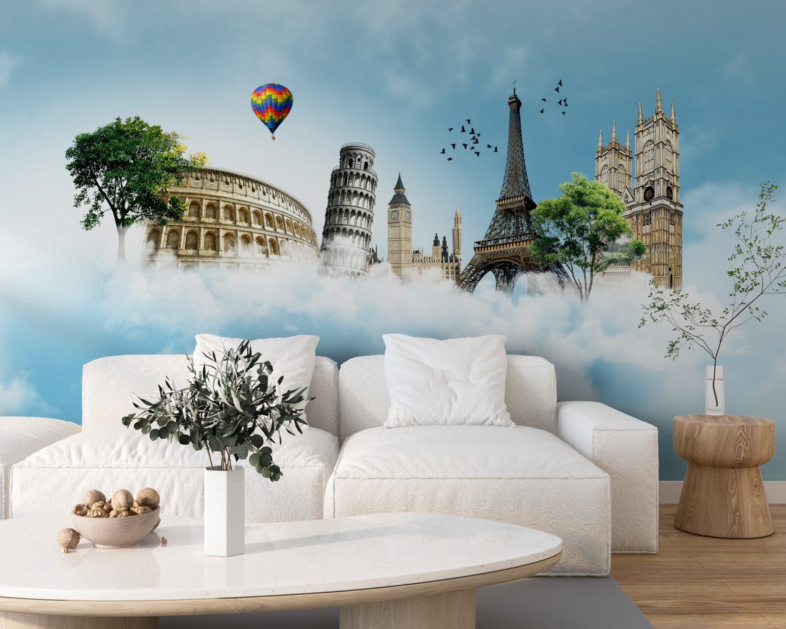 Fotobehang monumenten van europese steden in de lucht