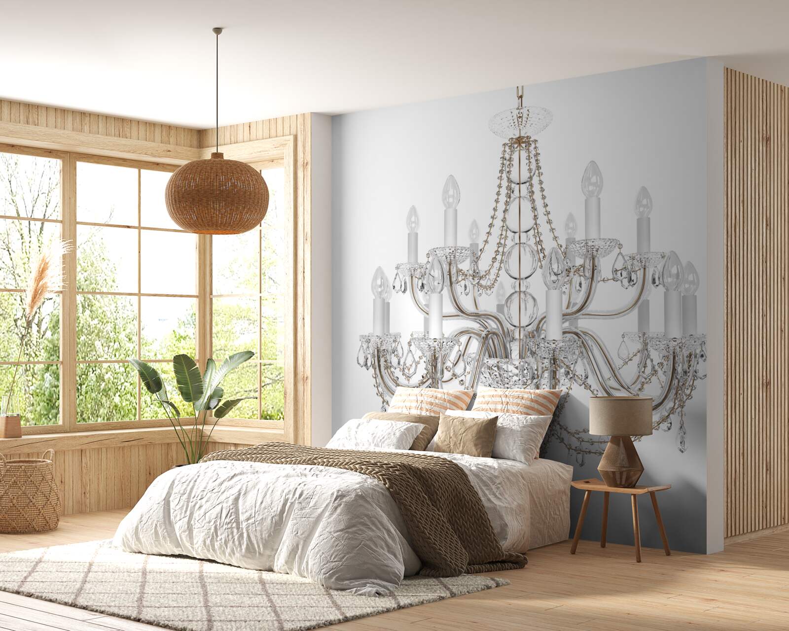 Fotobehang elegante kroonluchter in vintage stijl met kandelaars