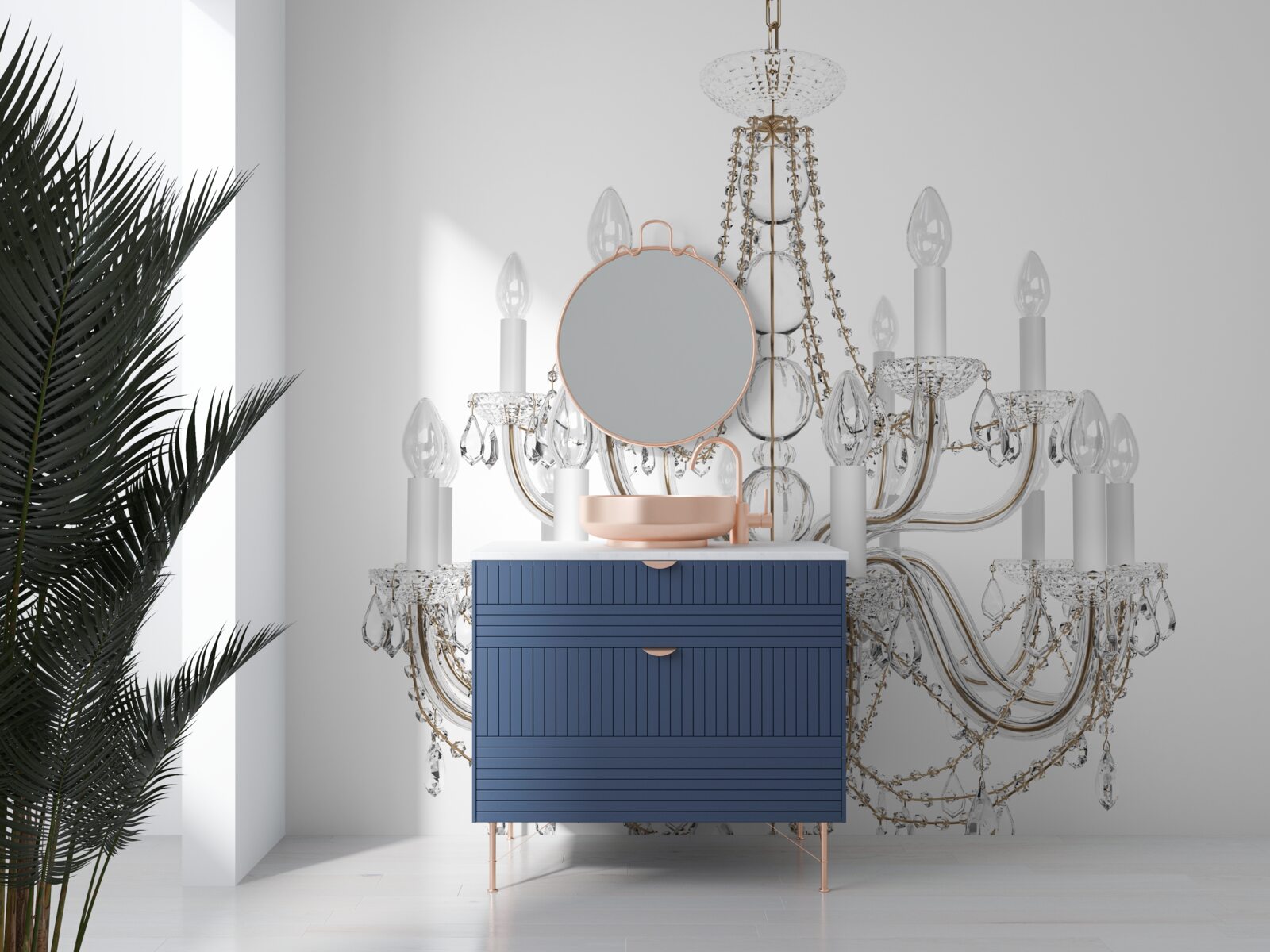 Fotobehang elegante kroonluchter in vintage stijl met kandelaars