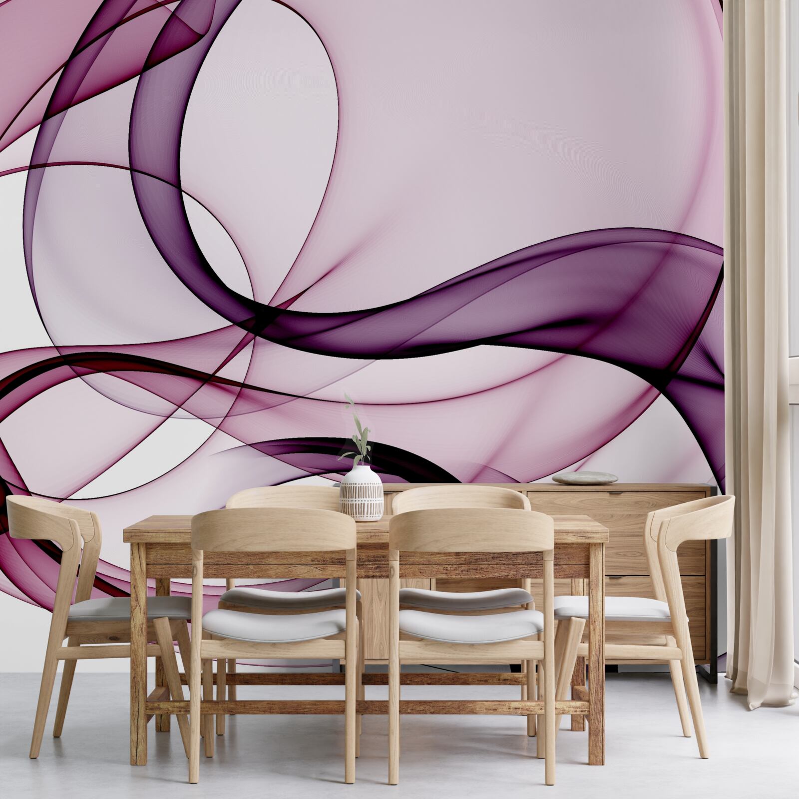 Fotobehang donkere, vage lijnen op zachte, lichte zijde