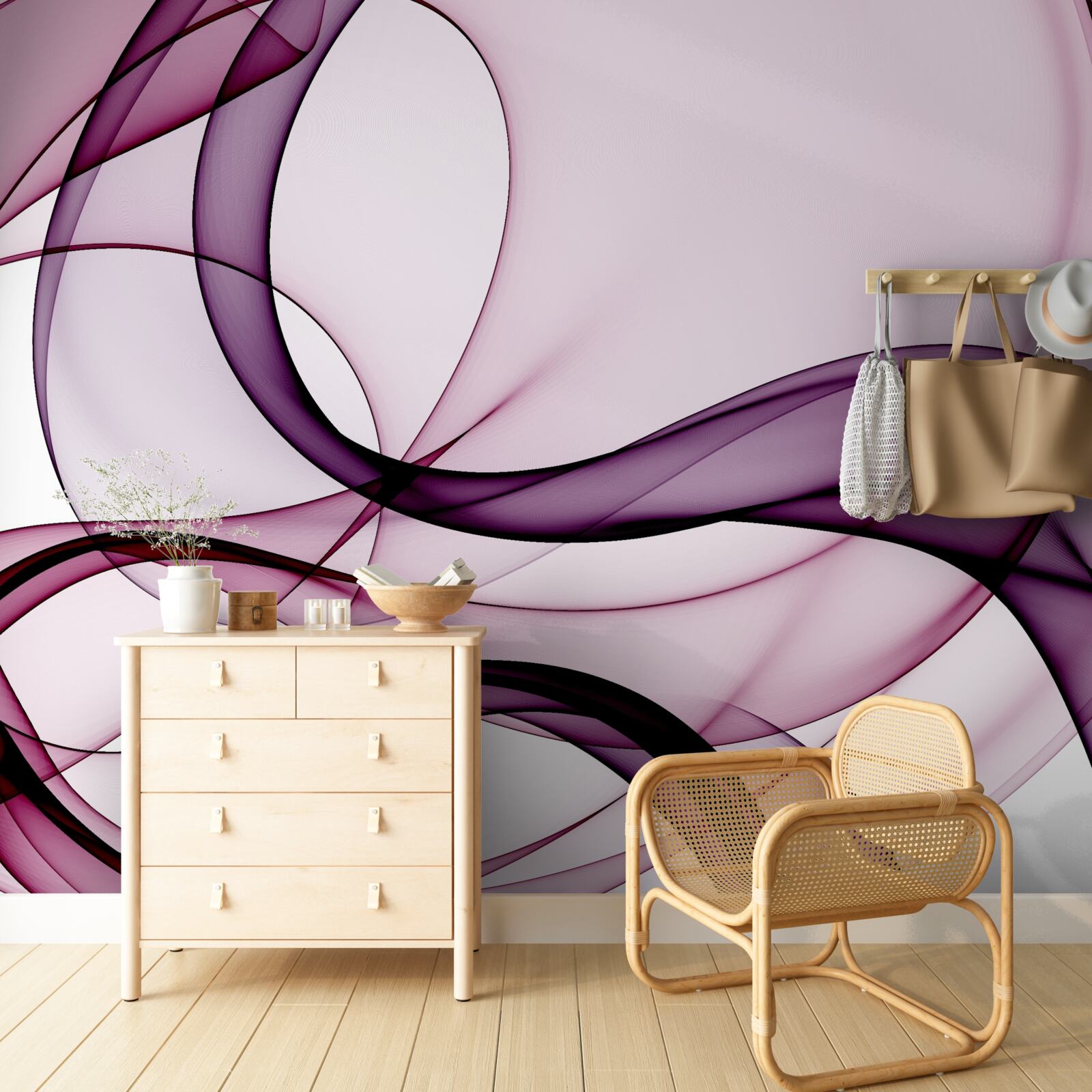 Fotobehang donkere, vage lijnen op zachte, lichte zijde