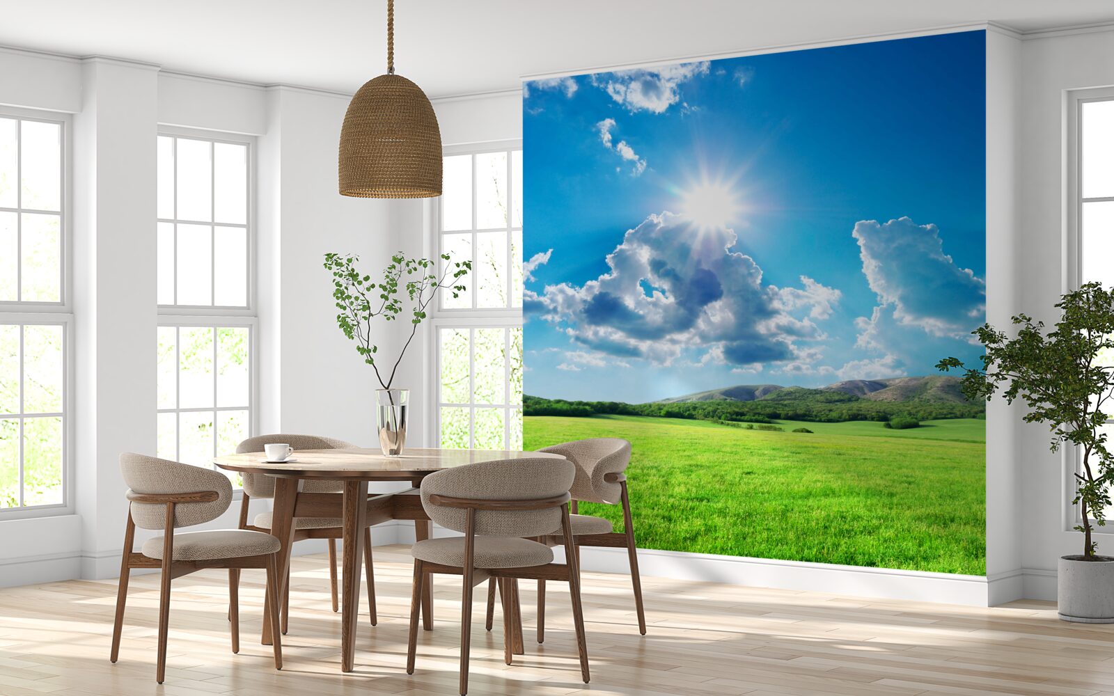 Fotobehang een heldere zomerdag in een weiland