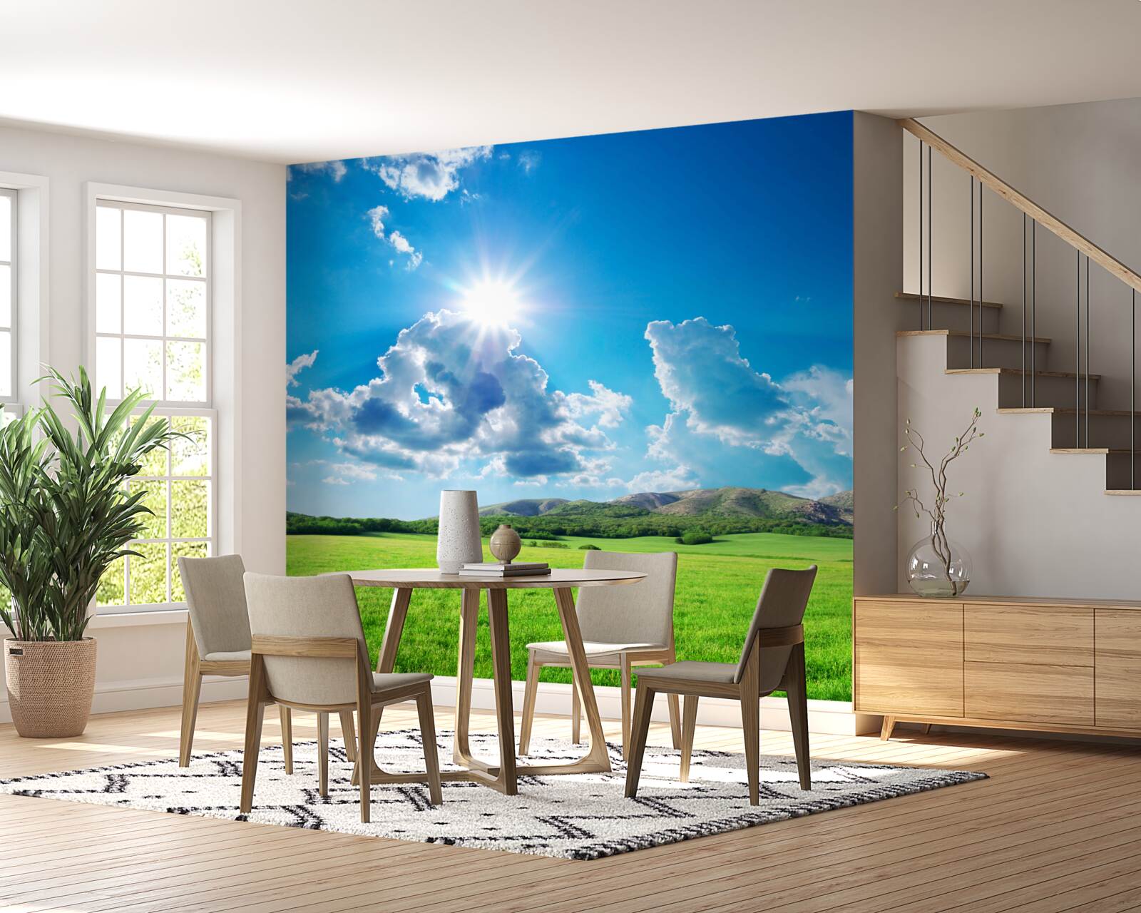 Fotobehang een heldere zomerdag in een weiland