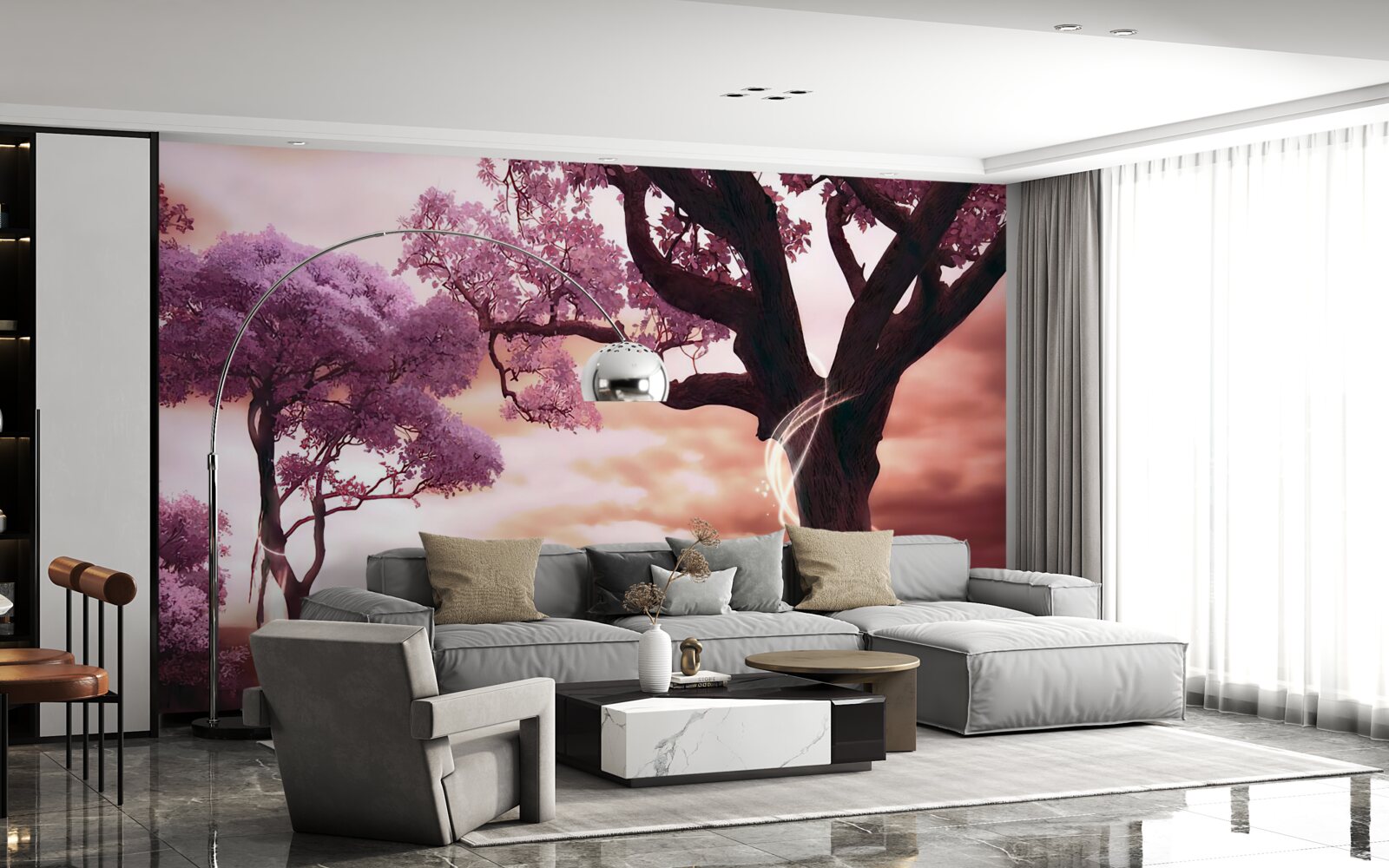 Fotobehang veerkrachtige bomen in de woestijn, vol leven en schoonheid