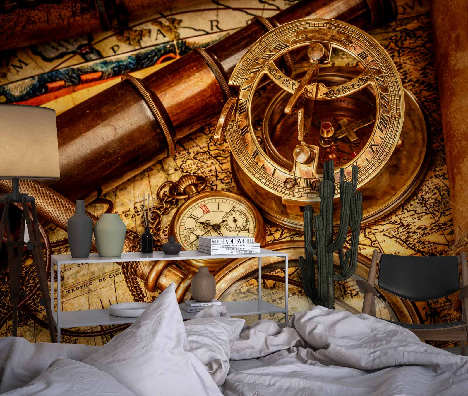 Fotobehang navigatieapparatuur zoals een kompas en andere navigatie-elementen