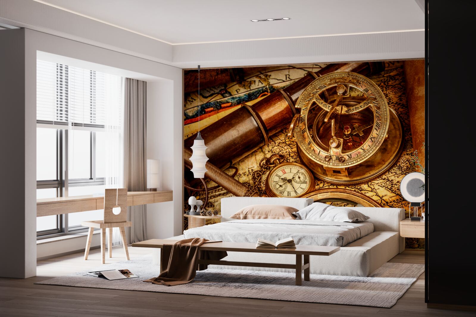 Fotobehang navigatieapparatuur zoals een kompas en andere navigatie-elementen