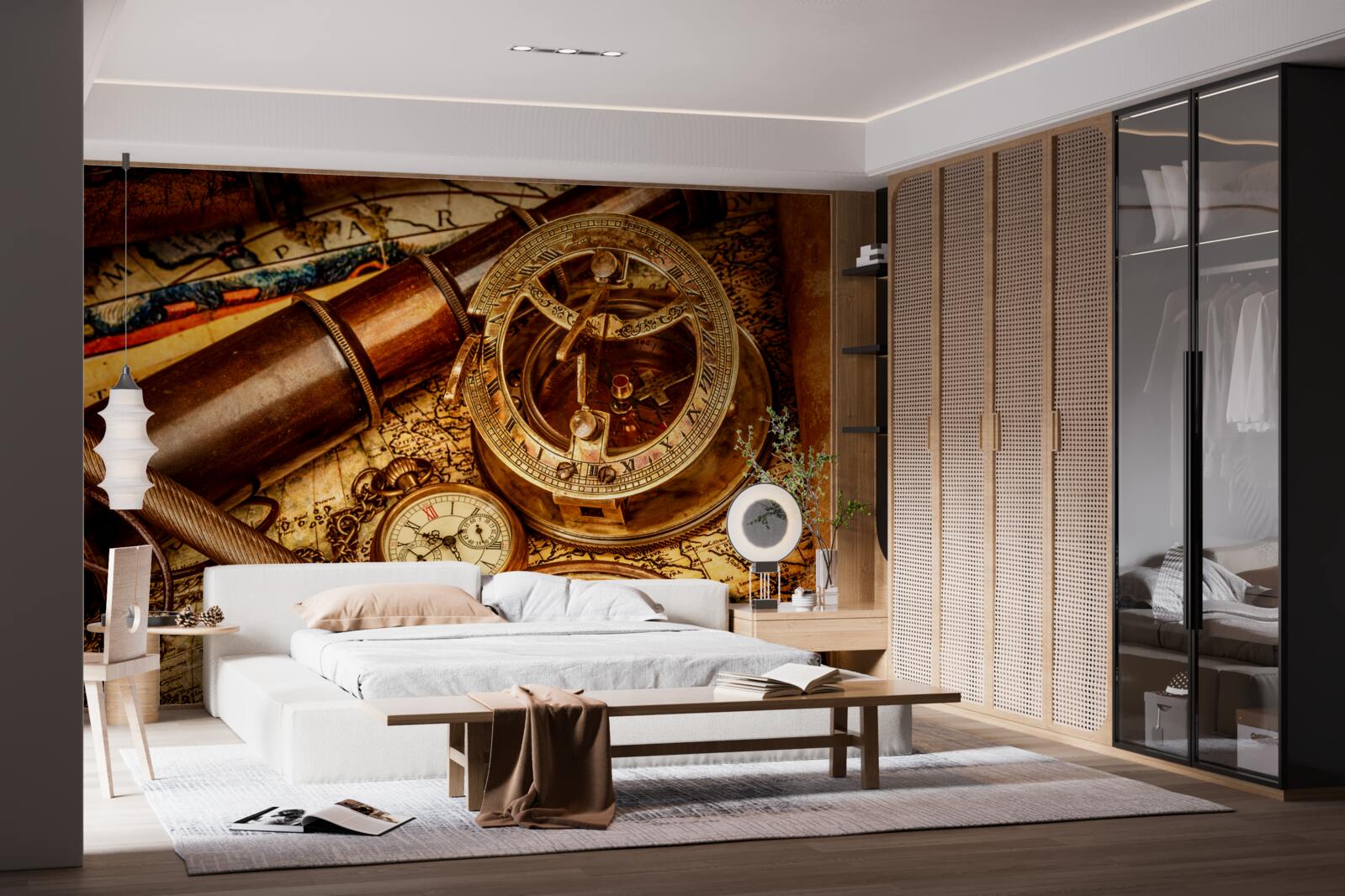 Fotobehang navigatieapparatuur zoals een kompas en andere navigatie-elementen