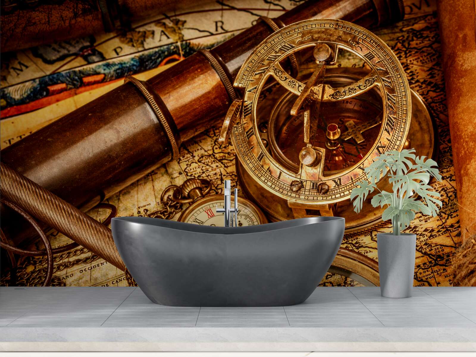Fotobehang navigatieapparatuur zoals een kompas en andere navigatie-elementen