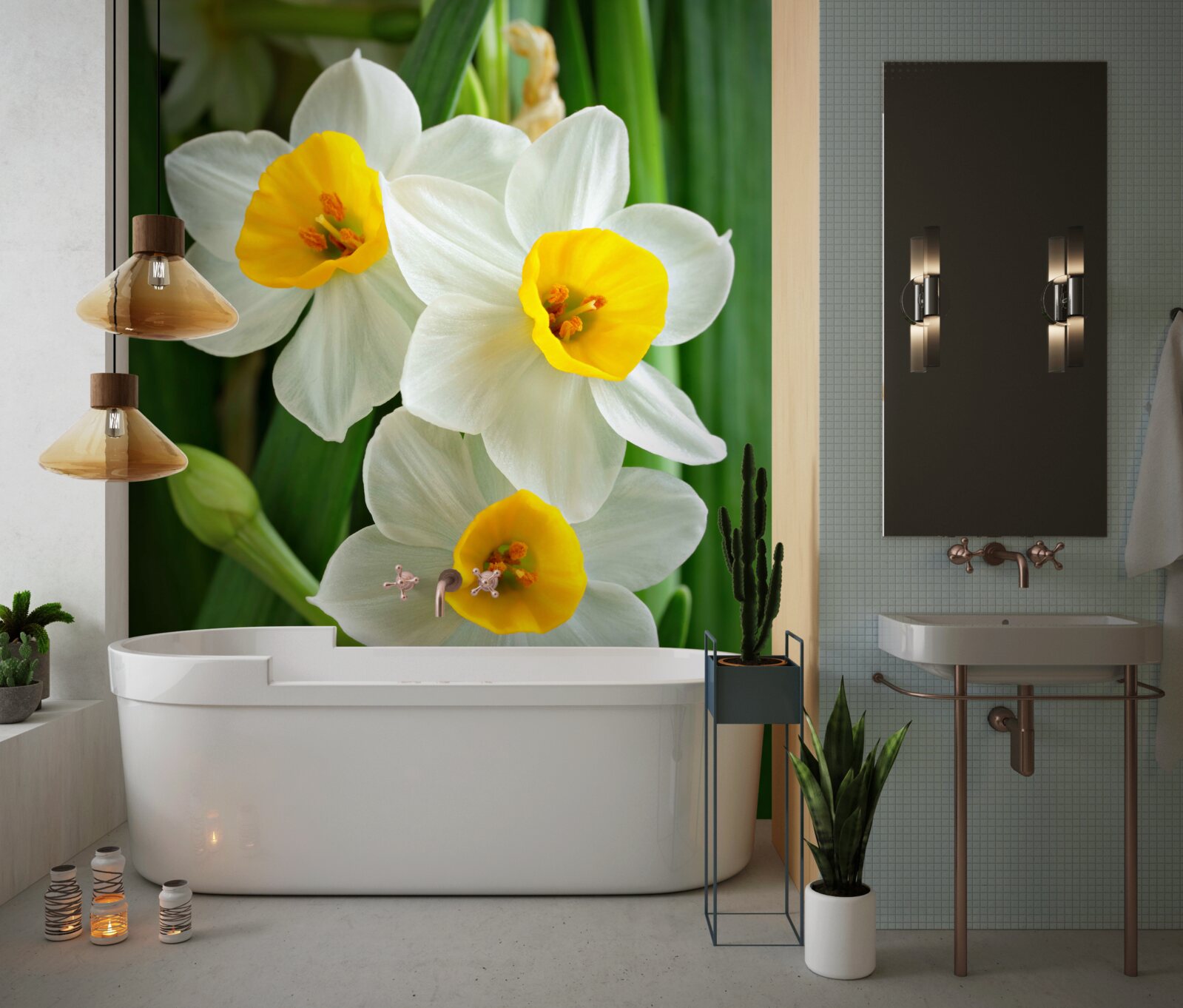 Fotobehang mooie, sierlijke zomernarcissen