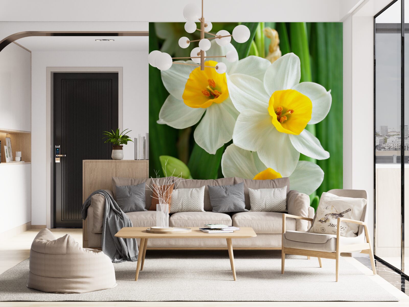 Fotobehang mooie, sierlijke zomernarcissen