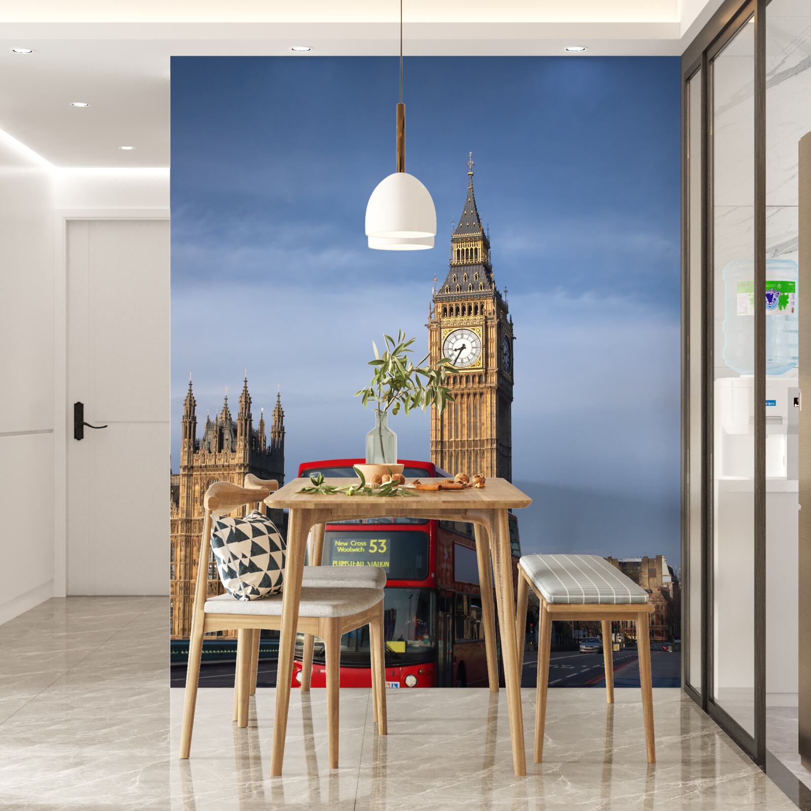 Fotobehang bus met passagiers verlaat Big Ben