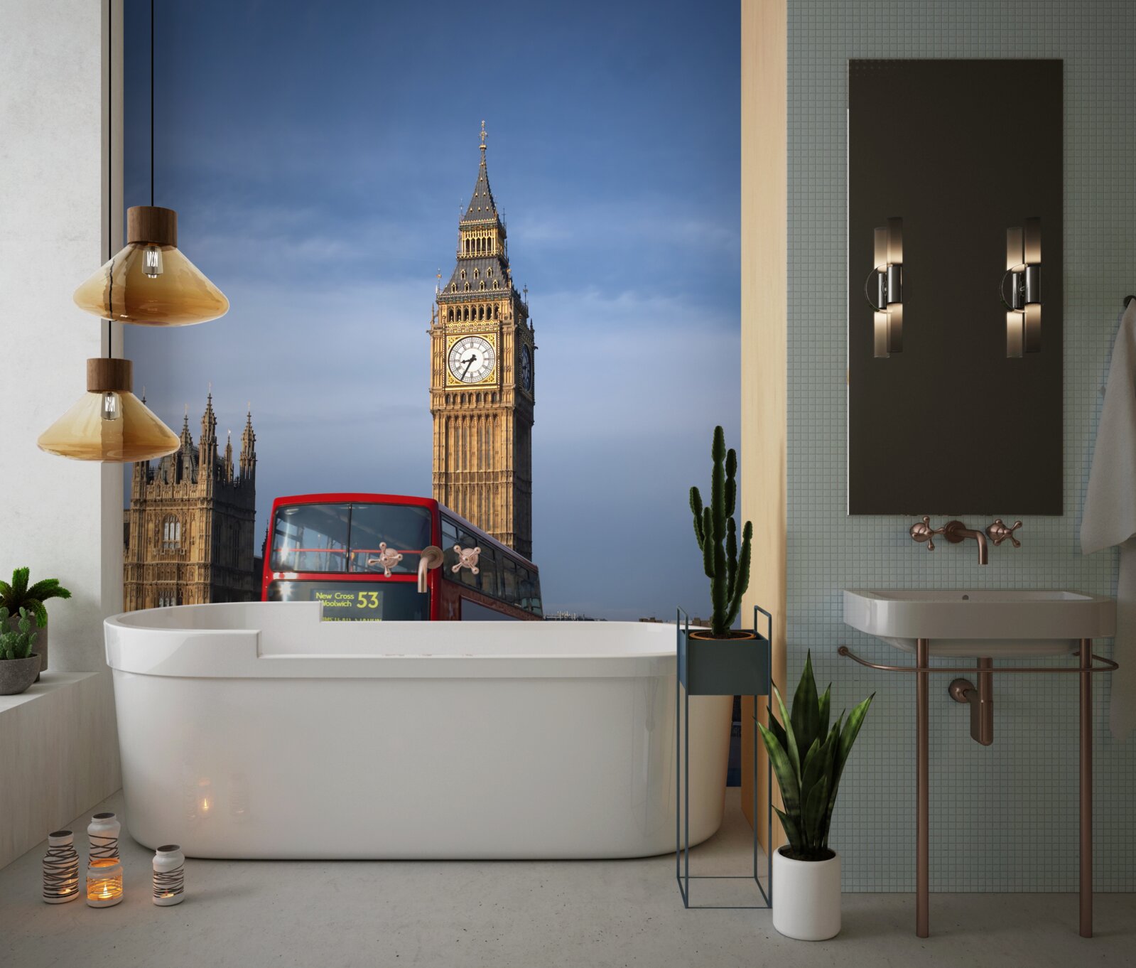 Fotobehang bus met passagiers verlaat Big Ben