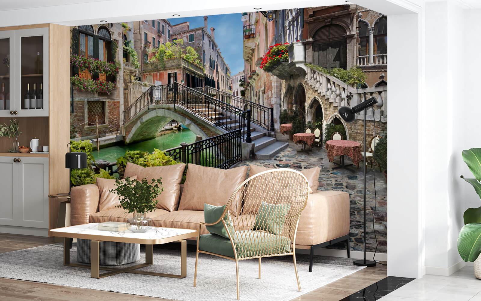 Fotobehang verwoeste brug over het kanaal van Venetië