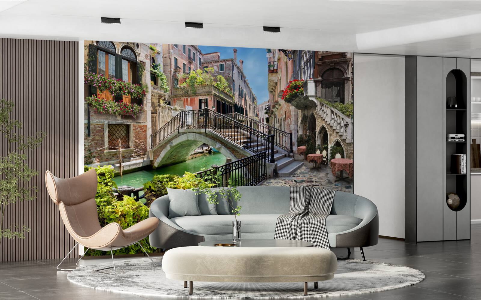 Fotobehang verwoeste brug over het kanaal van Venetië