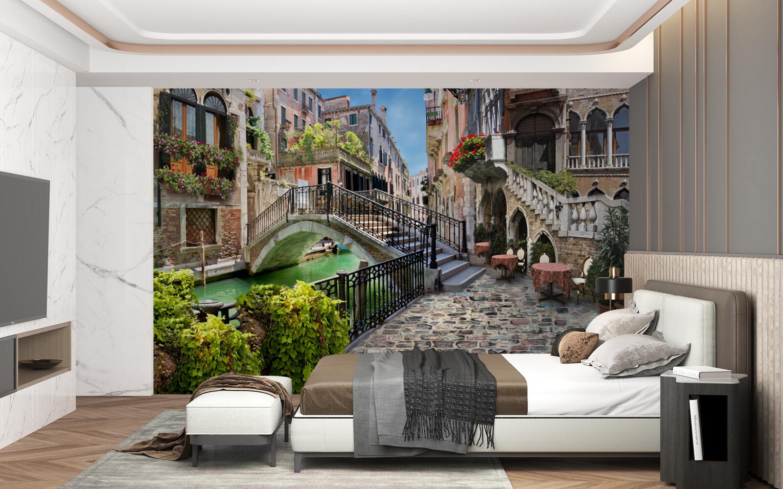 Fotobehang verwoeste brug over het kanaal van Venetië