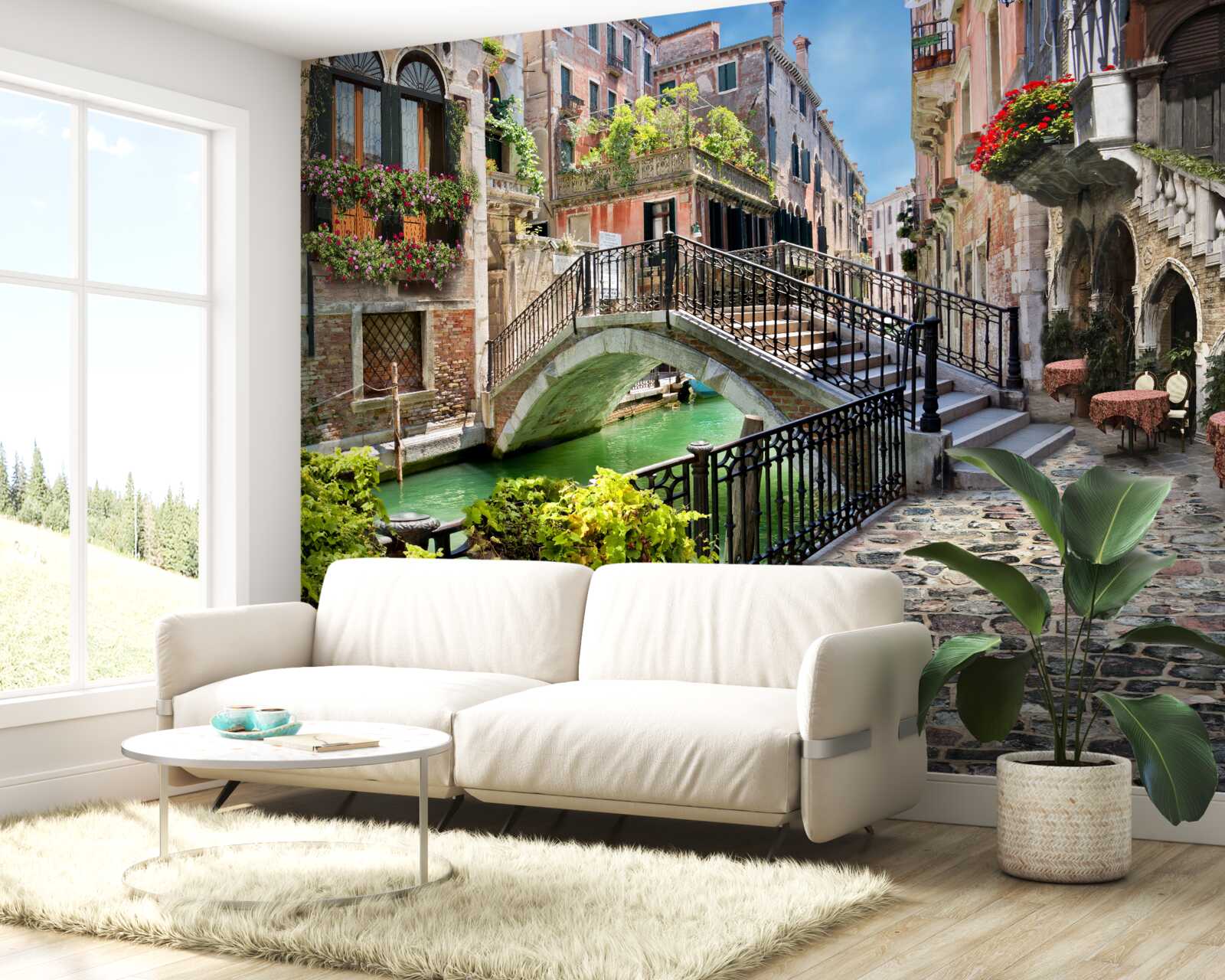 Fotobehang verwoeste brug over het kanaal van Venetië