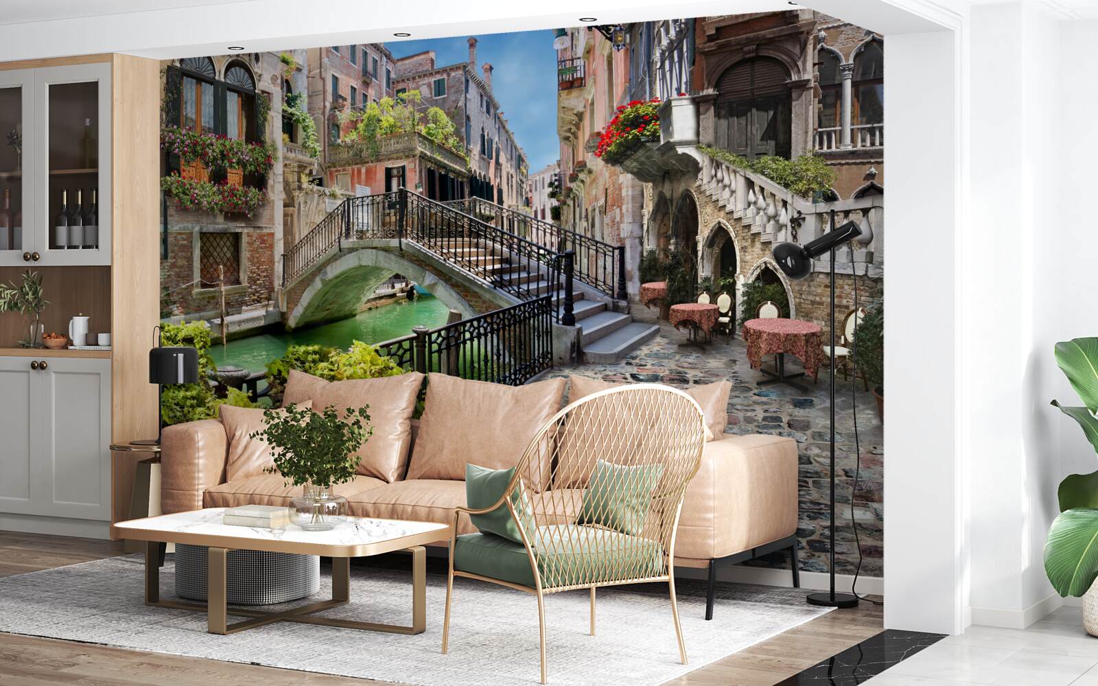 Fotobehang verwoeste brug over het kanaal van Venetië