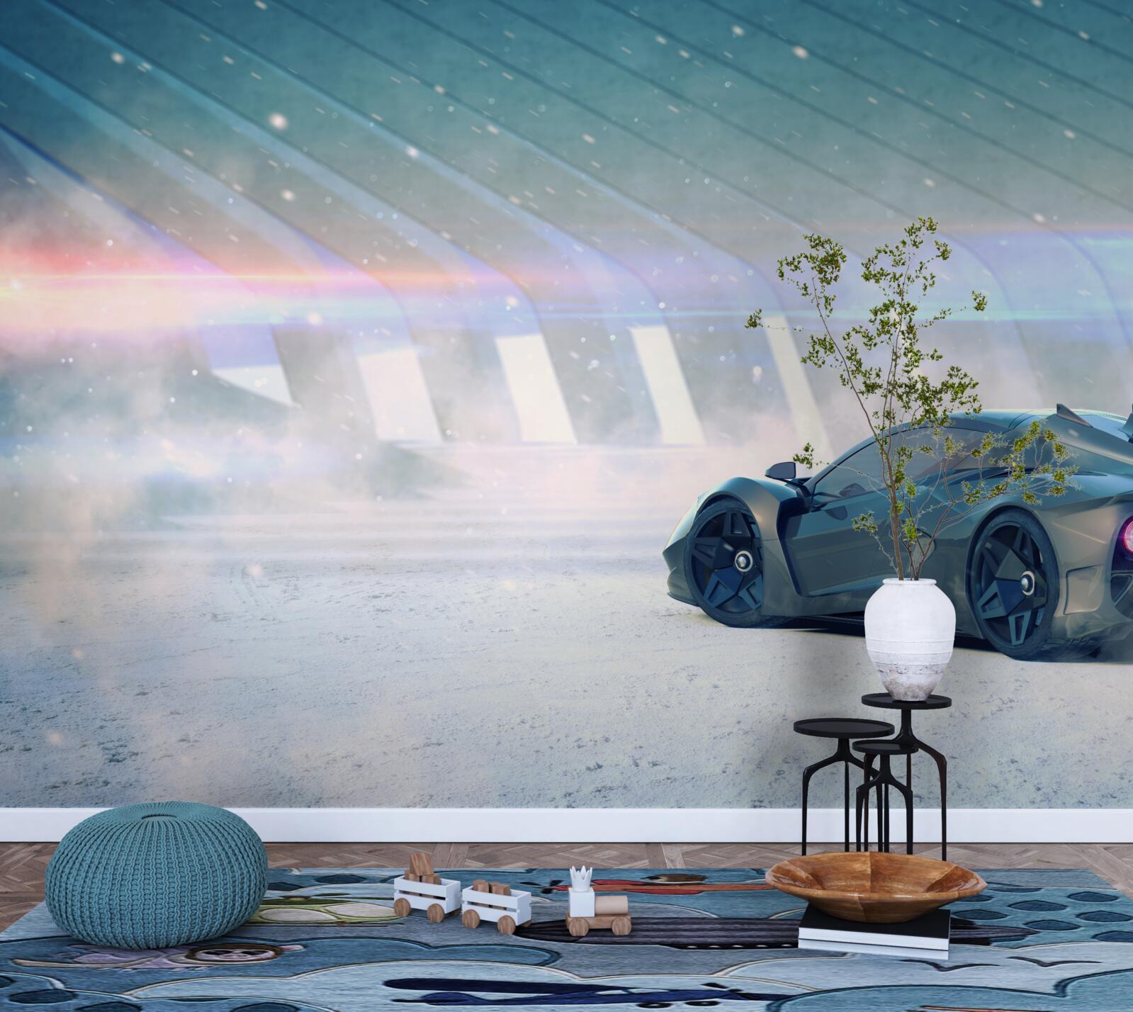 Fotobehang raceauto op de startlijn