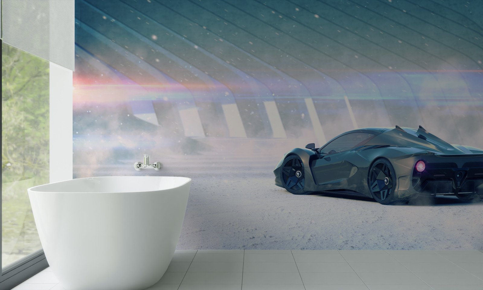 Fotobehang raceauto op de startlijn